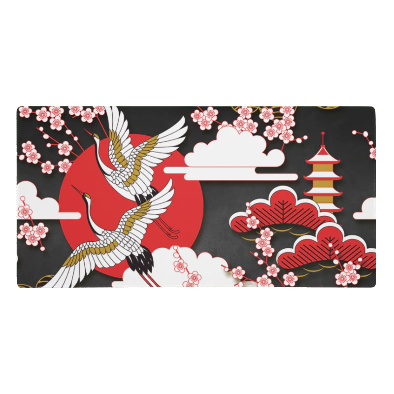 Tapis De Souris Japonais Grues Sakura